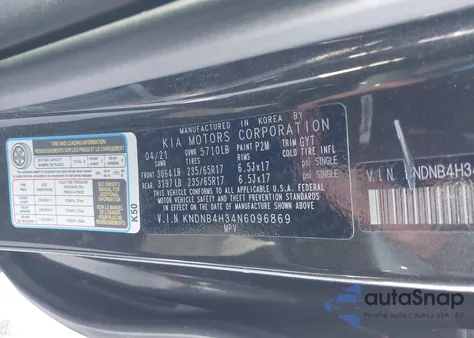 2022 Kia Carnival Mpv Lx Seat Package z USA, uszkodzony, nr VIN KNDNB4H34N6096869